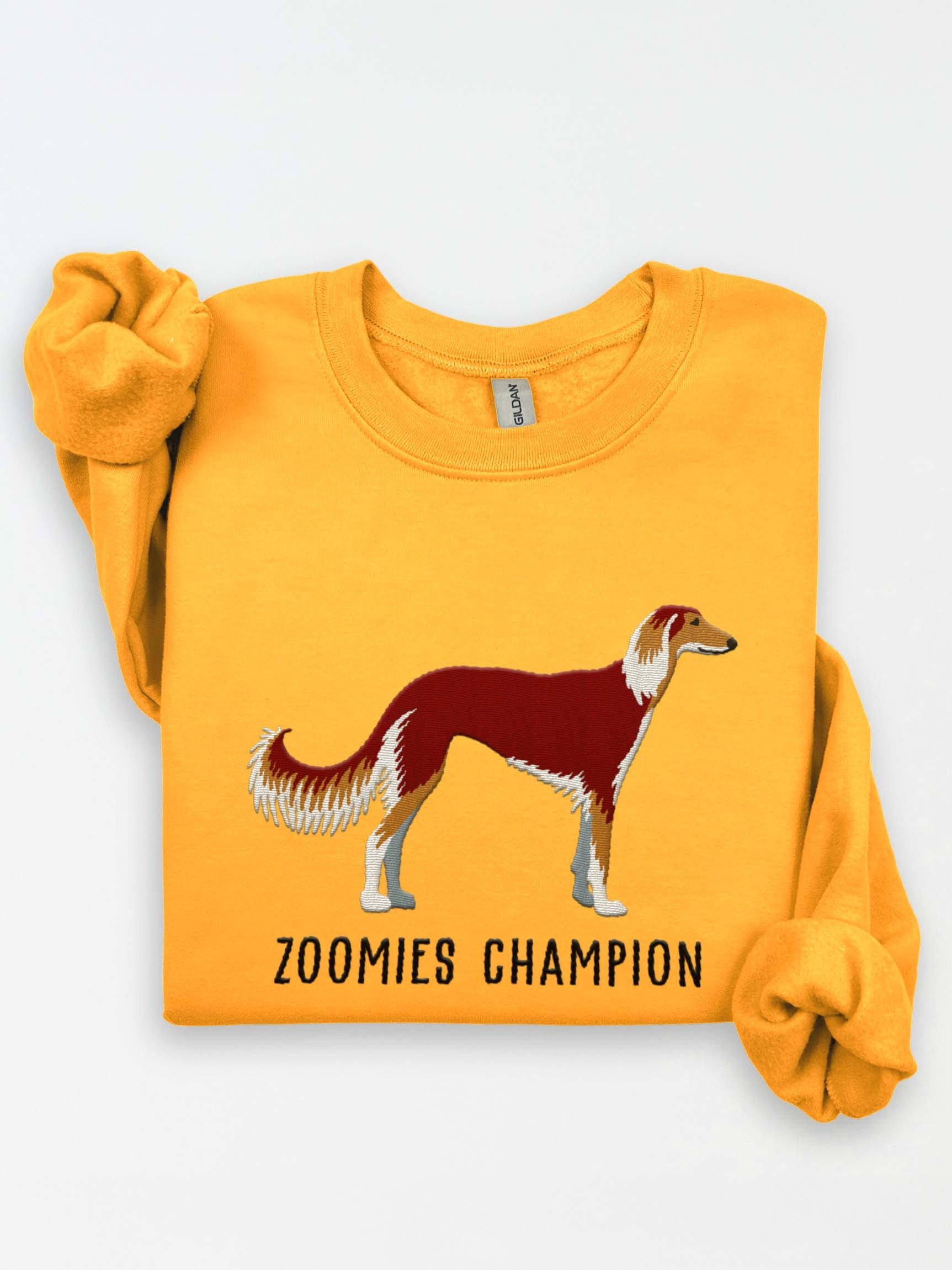 Zoomies Champion Sweatshirt (Embroidered) of a Saluki(Chocolate) product image (1)