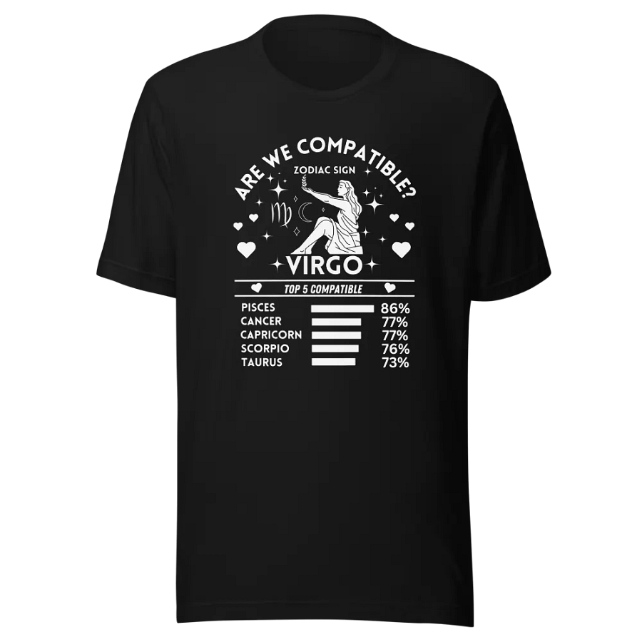 Virgo Zodiac Sign Romantic Compatibility T-Shirt - Bella Canvas 3001 Unisex Staple T-Shirt - Dark Colors product image (3)