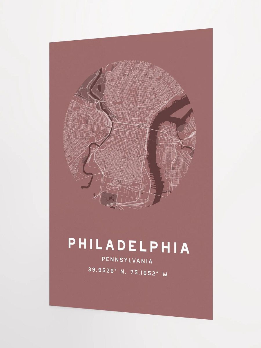 Philadelphia Street Map Poster – Red Minimalist Circular City Art product image (5)