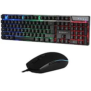 Zebronics War Gaming Keyboard and Mouse Combo,Gold Plated USB, Braided Cable,Multicolour LEDs/Gaming Mouse with breathing LEDs and 3200 DPI product image (1)