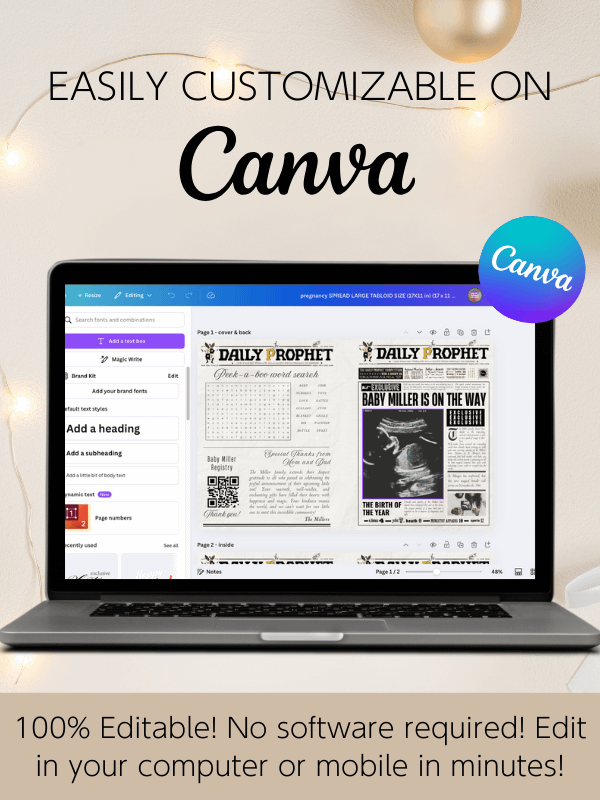 Magical Baby Announcement Newspaper Daily Prophet Template I 100% Customizable product image (5)