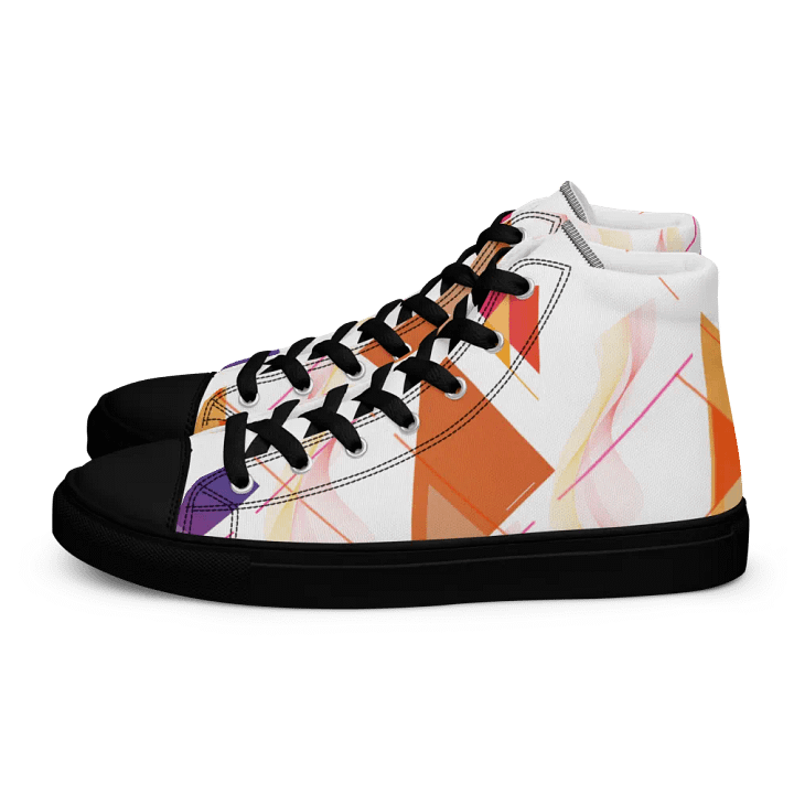 Women's High Top Canvas Shoes -Abstract orange and Purple design product image (1)