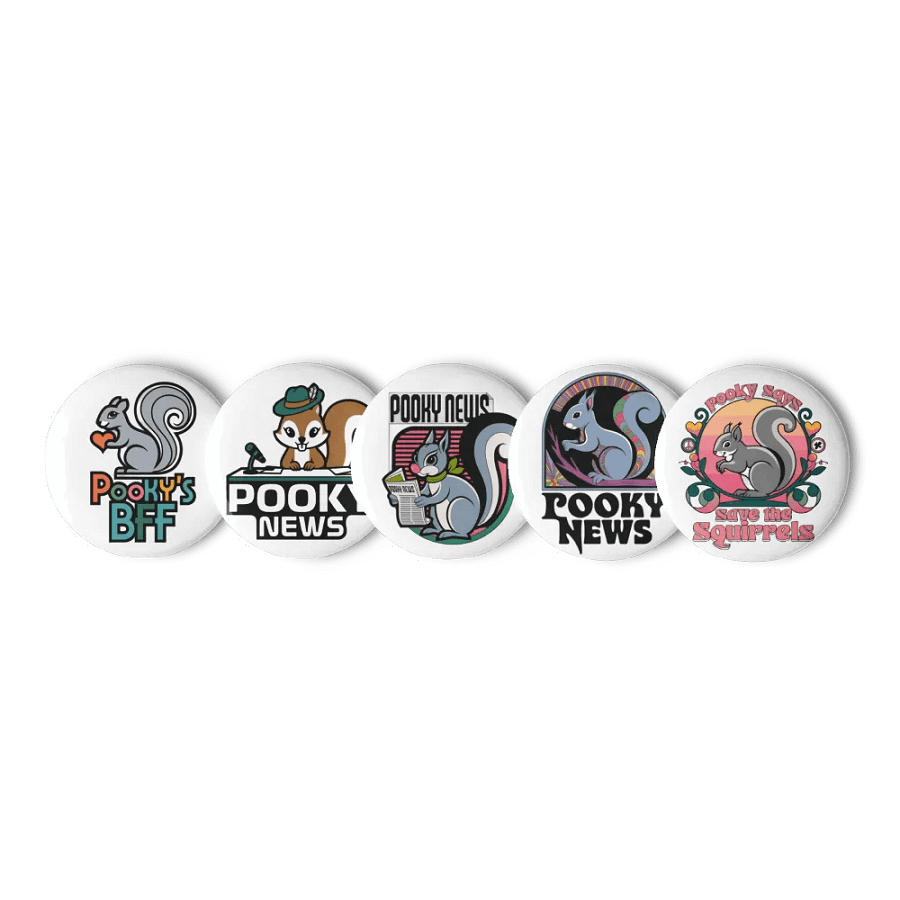 Original Pooky Artwork Buttons: Set of Five -x product image (1)