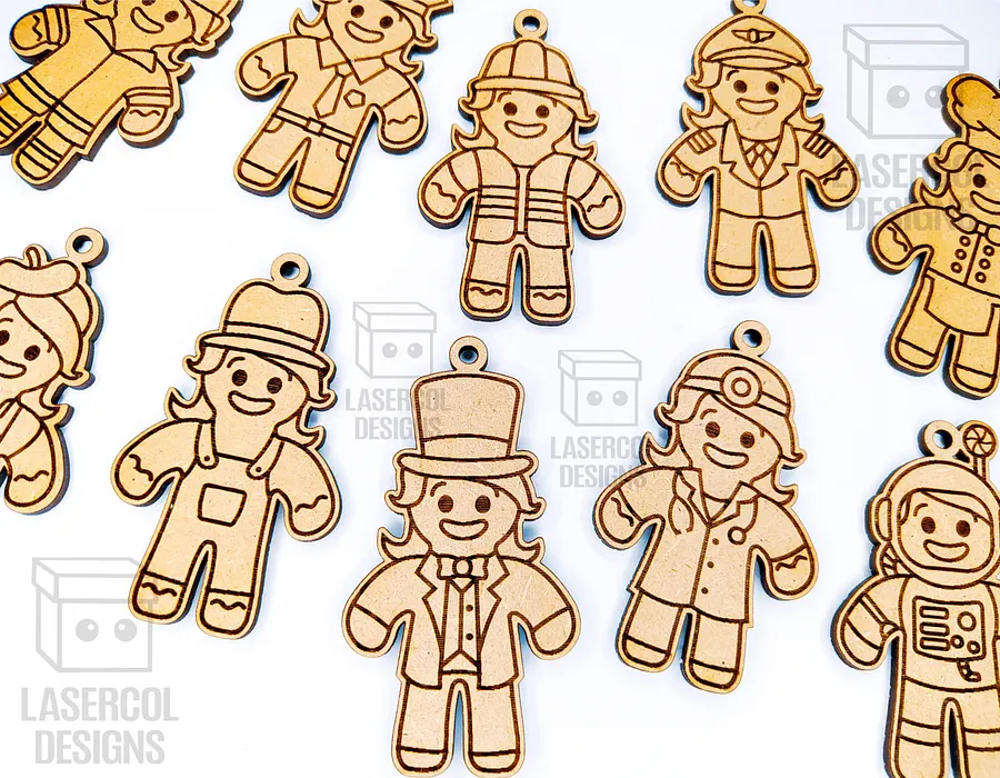 Gingerbread Cookies Christmas Ornaments Bundle - Laser Cut Files product image (9)