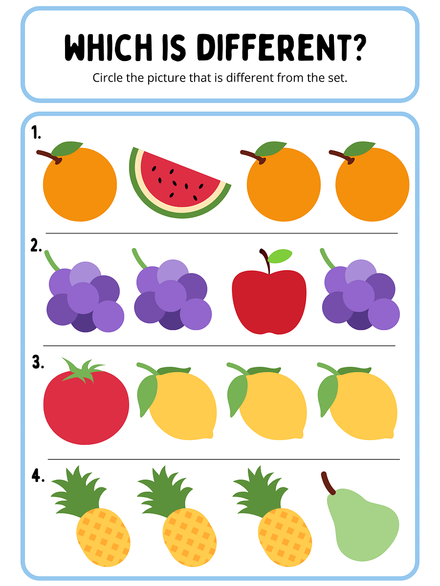 Blue Cute Playful Same And Different Activity Book Worksheet product image (2)