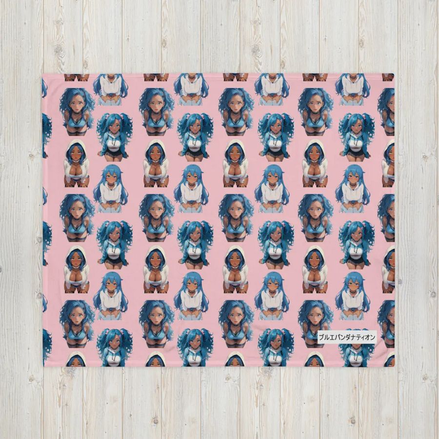 Blue-haired Anime Girl Throw Blanket product image (9)