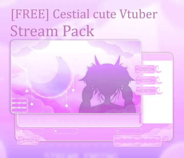 Pink Celestial Vtuber Stream Overlay Animated product image (1)