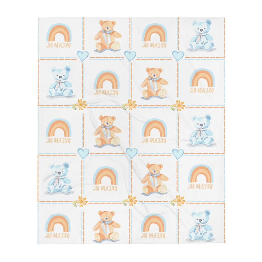 Mantita Para Bebé Ositos, Corazones y Flores en Azul product image (13)
