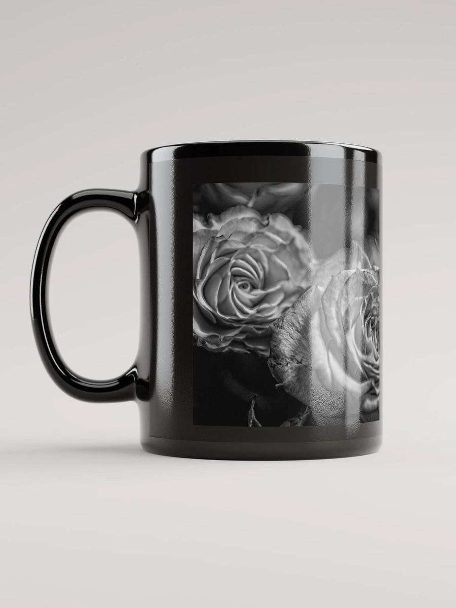 Black and White Tea Roses Black Coffee Mug product image (12)