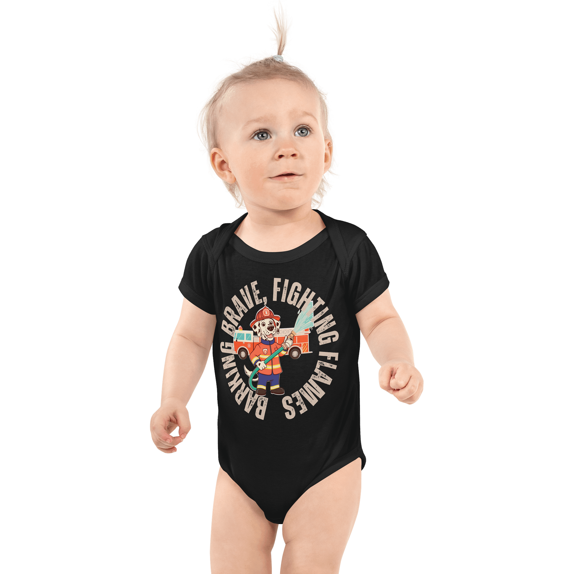 Barking Brave Firefighter Baby Bodysuit product image (2)