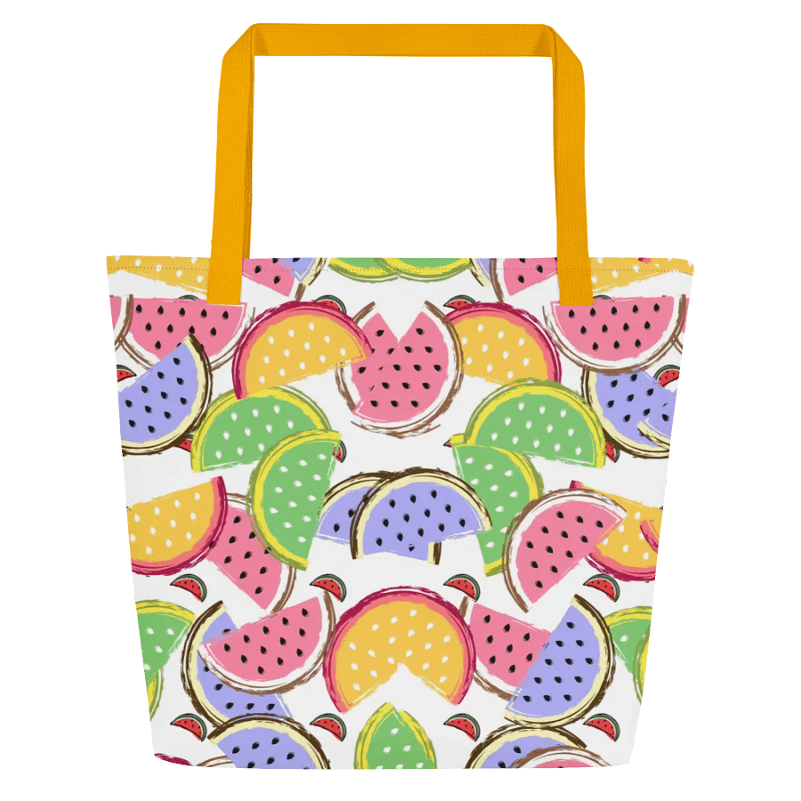 Big printed tote bag with tropical colorful watermelon  design product image (3)