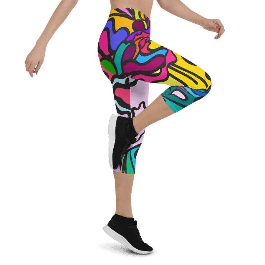 Vibrant Motion Custom Capri Leggings - Wave at Sunset product image (4)