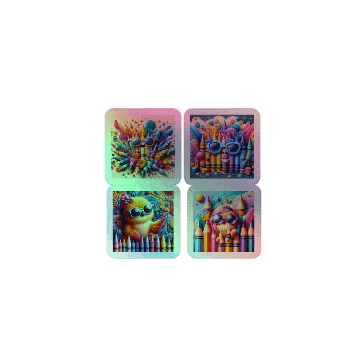 Whimsical Art Supply Friends Holographic Sticker Sheet product image (1)