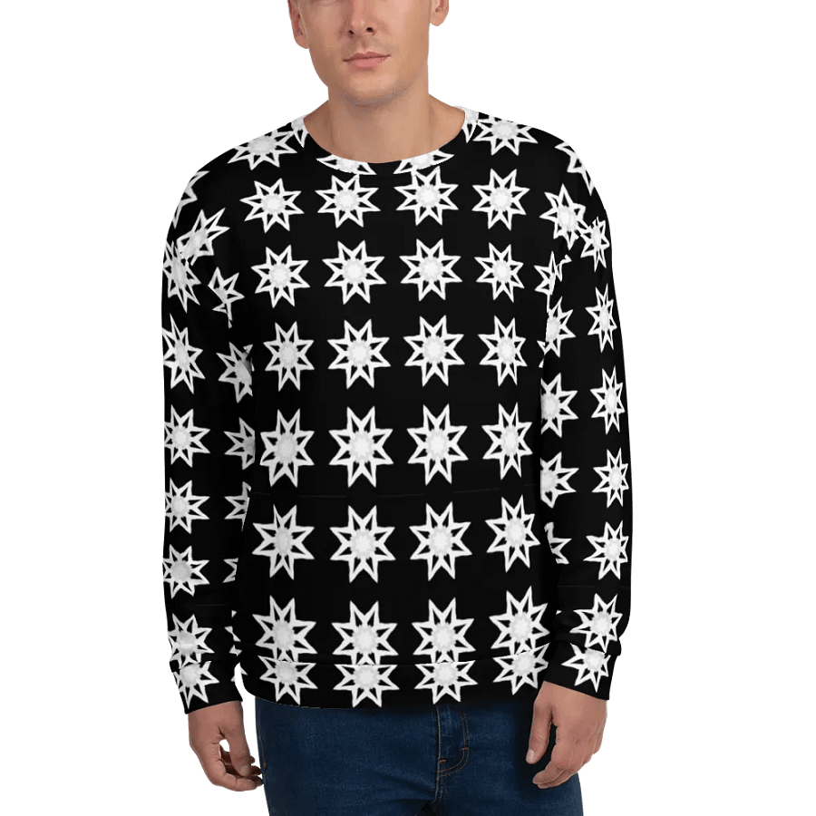 Abstract White Repeating Stars Unisex All Over Print Sweatshirt product image (5)