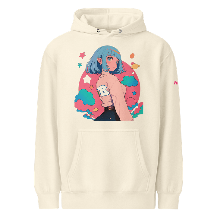 Cosmic Aura Anime Girl Aesthetic Hoodie | Pastel Streetwear Pullover product image (1)