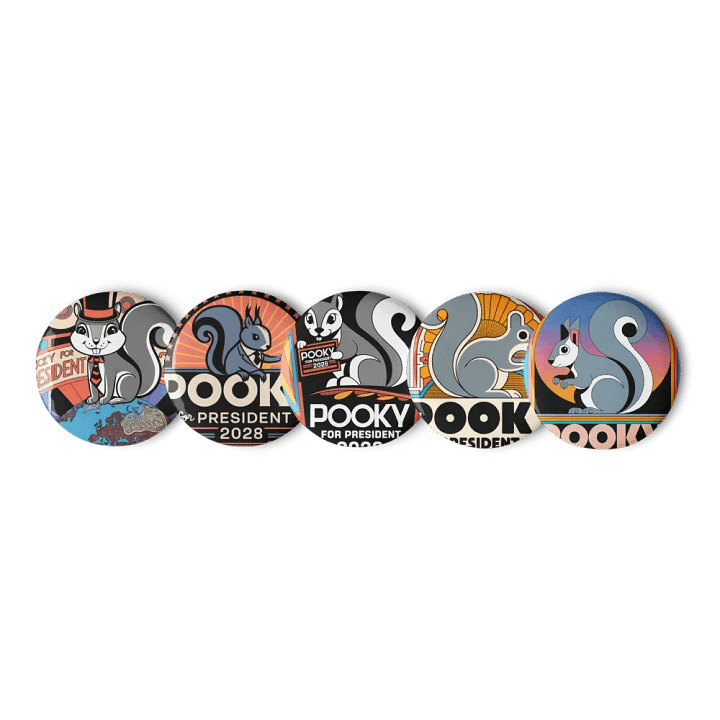 Original Pooky Artwork Buttons: Set of Five -A product image (1)