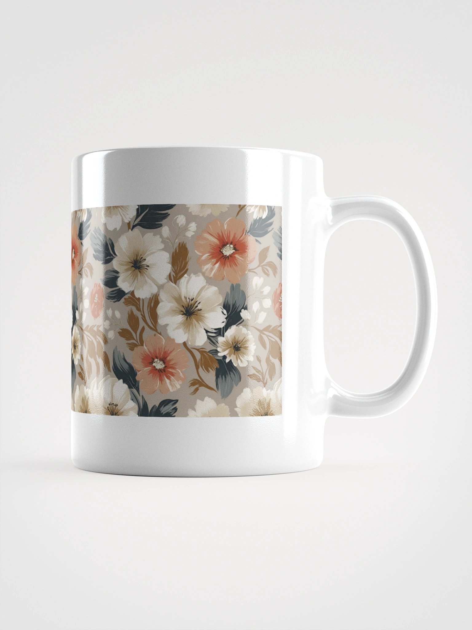 Floral Harmony White Glossy Mug product image (3)