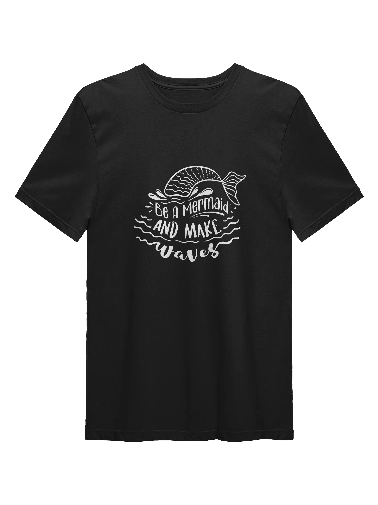 Be A Mermaid & Make Waves Calligraphy Tee, Gen Z Fashion, Short Sleeves T Shirt, Unisex Heavy Cotton Top, Be A Mermaid Shirt product image (4)