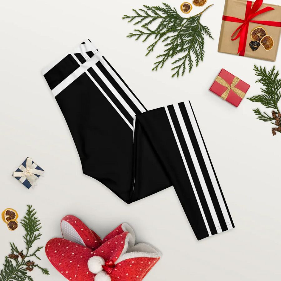 Black and White Stripes/All-Over Print Leggings by Sublicolor product image (8)
