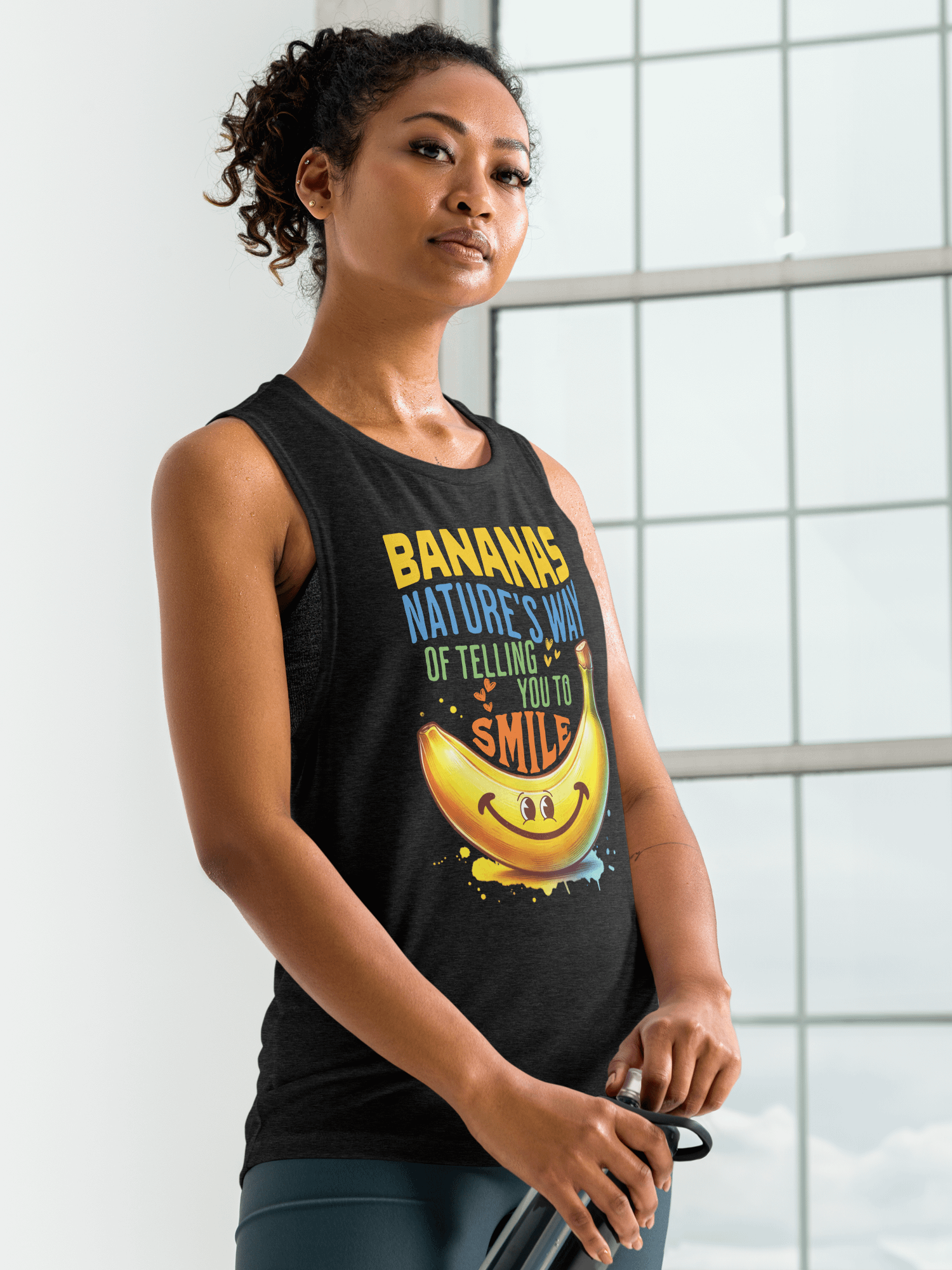 Bananas Nature's Way of Telling You to Smile Ladies’ Muscle Tank | Fun Banana Tank top product image (1)