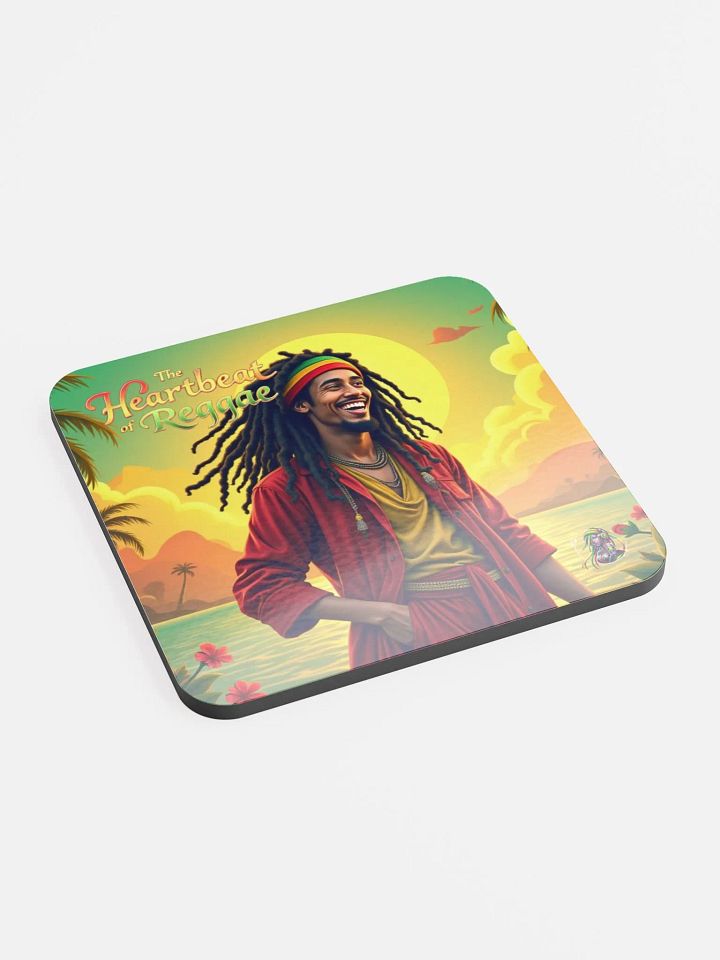 ☕ The Heartbeat of Reggae: Glossed Cork Coaster Set product image (2)
