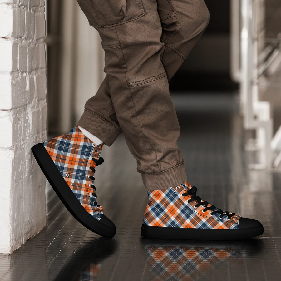 Orange and Blue Sporty Plaid Men's High Top Shoes product image (16)