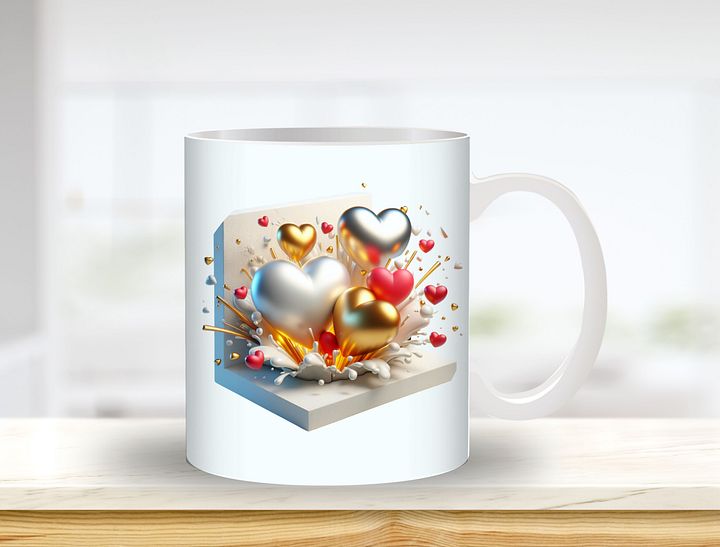 Heart Collage Mug Sublimation Design, 11oz & 20oz Mug Template, Mug Wrap Template PNG, Digital Download product image (1)