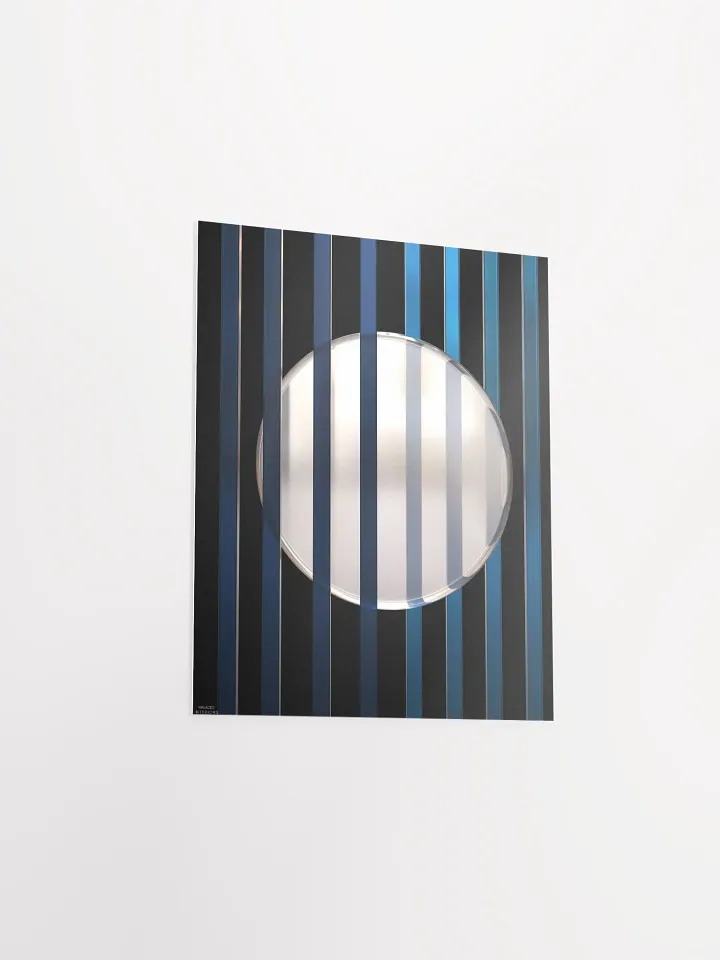 Minimalist 3D Digital Art | Blue Lines White Circle on Black Background product image (2)