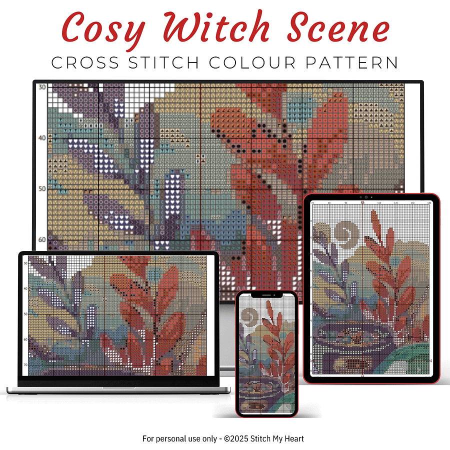 Cosy Witch Scene Cross Stitch Pattern product image (3)
