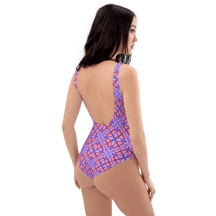 Peach and Lilac Symmetry Pattern Swimsuit product image (4)