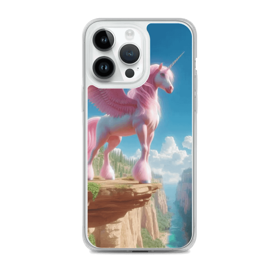 MagSafe® Clear Case for iPhone® | Celestial Grace: AI-Designed Pink Unicorn Pegasus product image (2)