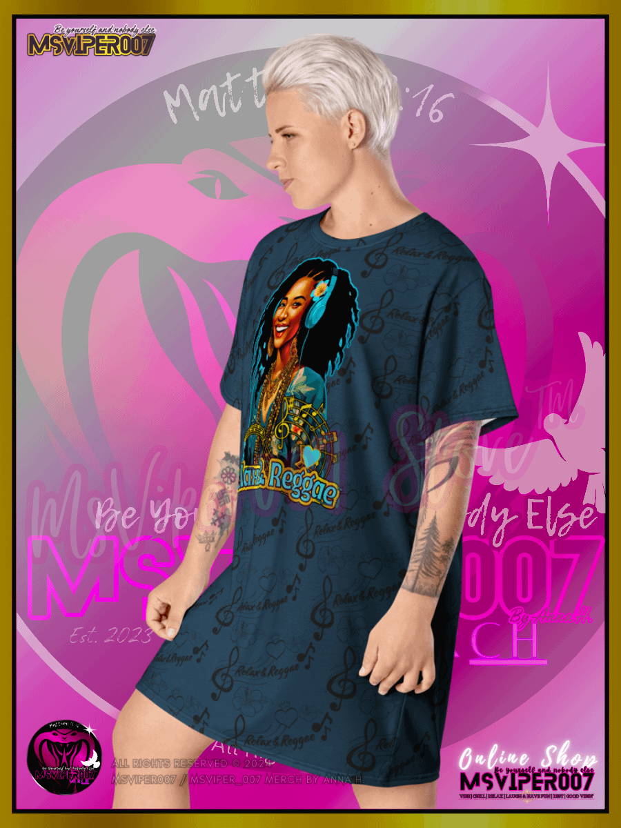 T-SHIRT DRESS - MSVIPER007'S "Relax & Reggae™ " (Deep Oasis/Tropics | V3 ) T-SHIRT DRESS BY ANNA H. product image (9)