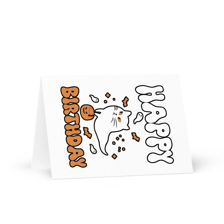 Happy Birthday (Cat Ghost Halloween) Birthday Card 5" x 7" product image (1)