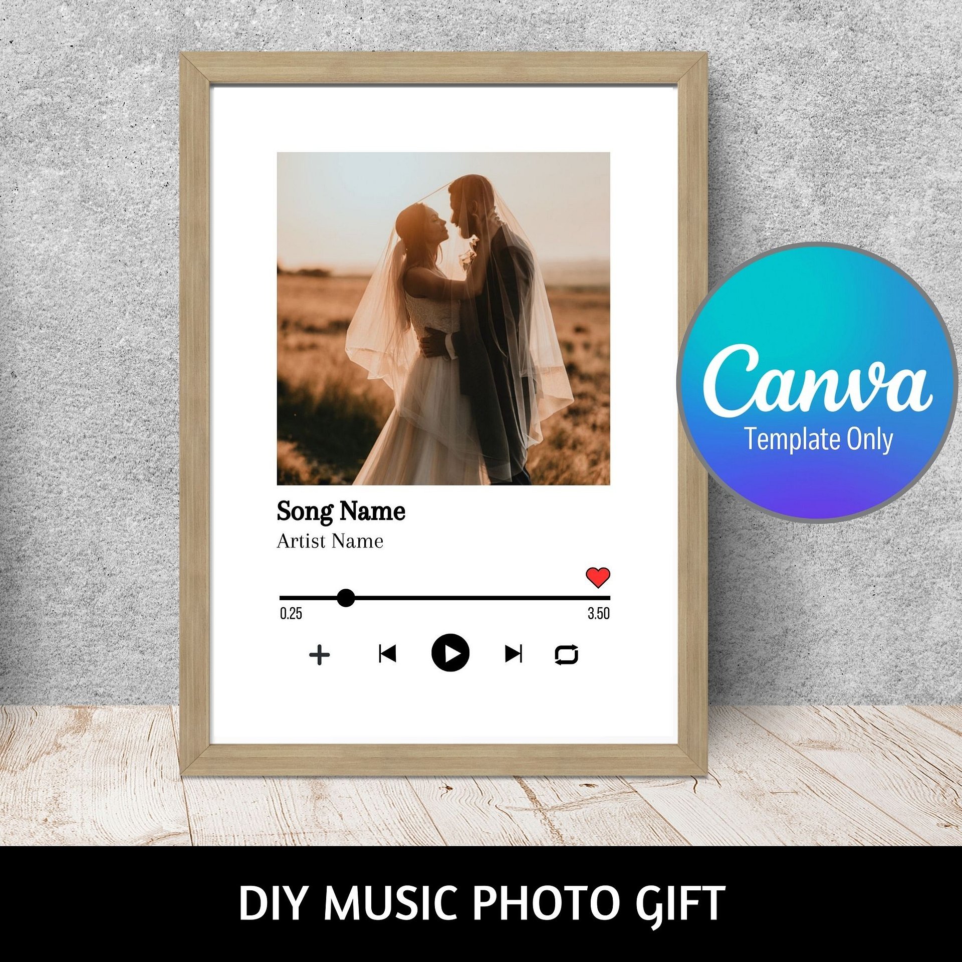 Personalised Music Player Plaque Favourite Song Canva Template product image (1)