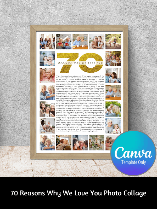 70 Reasons Why We Love You Photo Collage Canva Template product image (1)