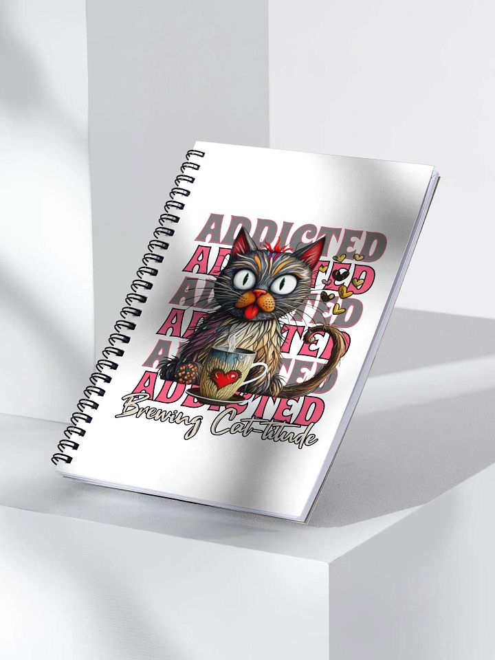 Addicted Brewing Cat-titude Whimsical Coffee Love Spiral Notebook product image (2)