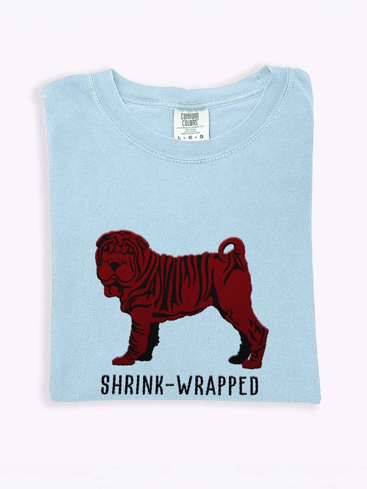 Shrink-Wrapped T-Shirt(Embroidered) of a Chinese Shar-Pei(Chocolate) product image (1)