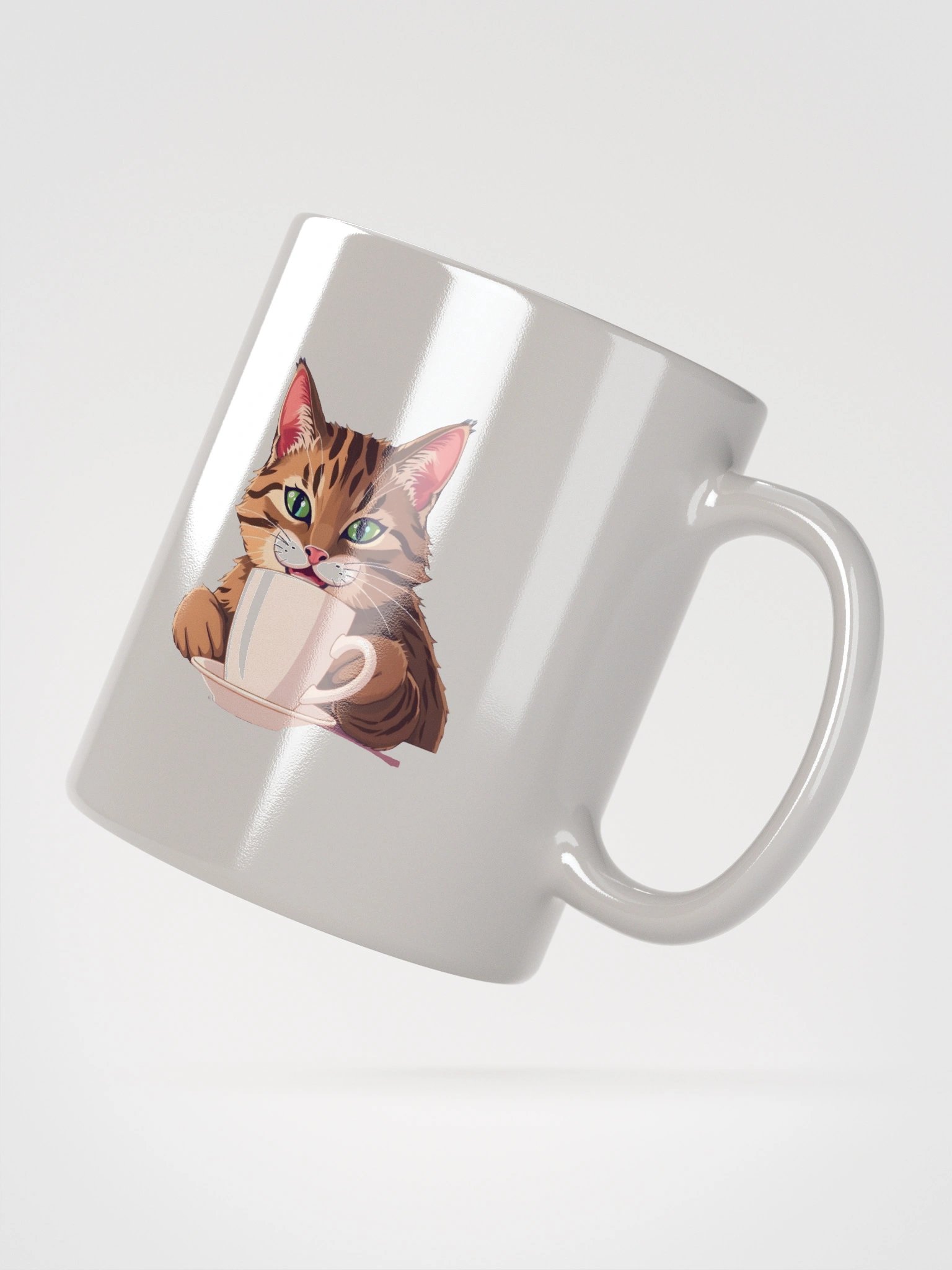 White Glossy Mug-Caffeine Cat product image (9)