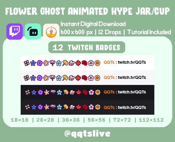 ANIMATED FLOWER GHOST Twitch Hype Jar - Stream Tip Cup + Sub Badges / Jar - 1 Layer - 12 Bit Options - Set Up Tutorial Included product image (3)