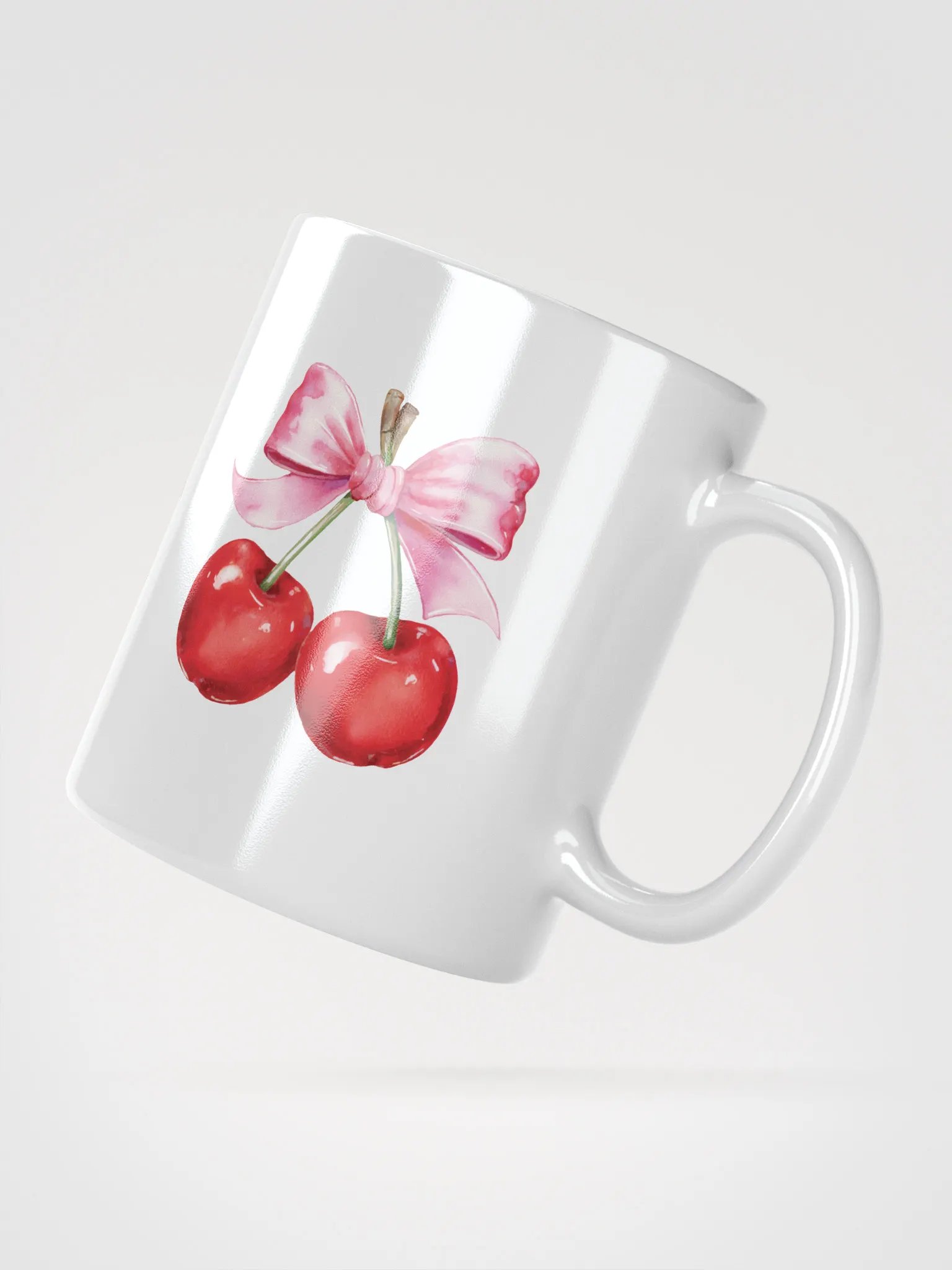 Sweet Cherries with Pink Ribbon Bow Mug product image (2)