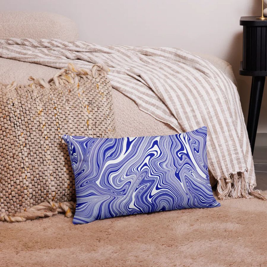Premium Pillow Case - Blue and White Liquid Swirls product image (4)