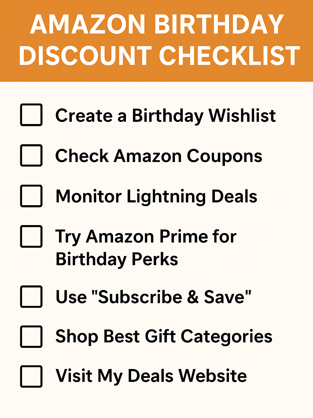 🎉 Amazon Birthday Discount Checklist product image (1)