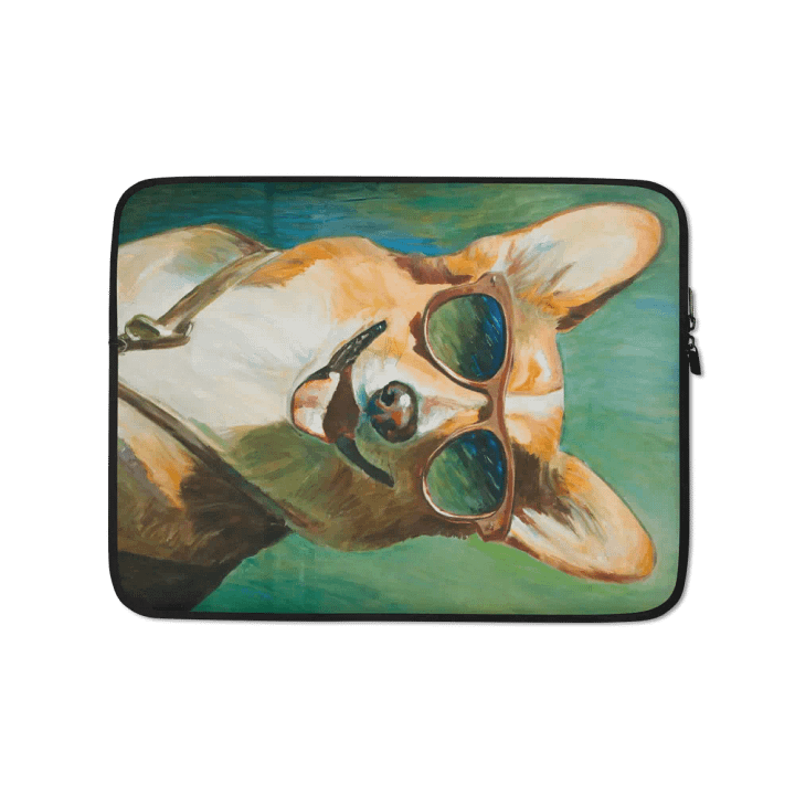 Cool Corgi Sunglasses Painting - dogPXL Artistic series Laptop Sleeve product image (2)