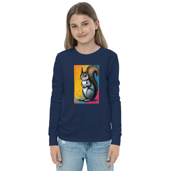 Vibrant Squirrel Illustration Youth Long Sleeve T-Shirt product image (1)