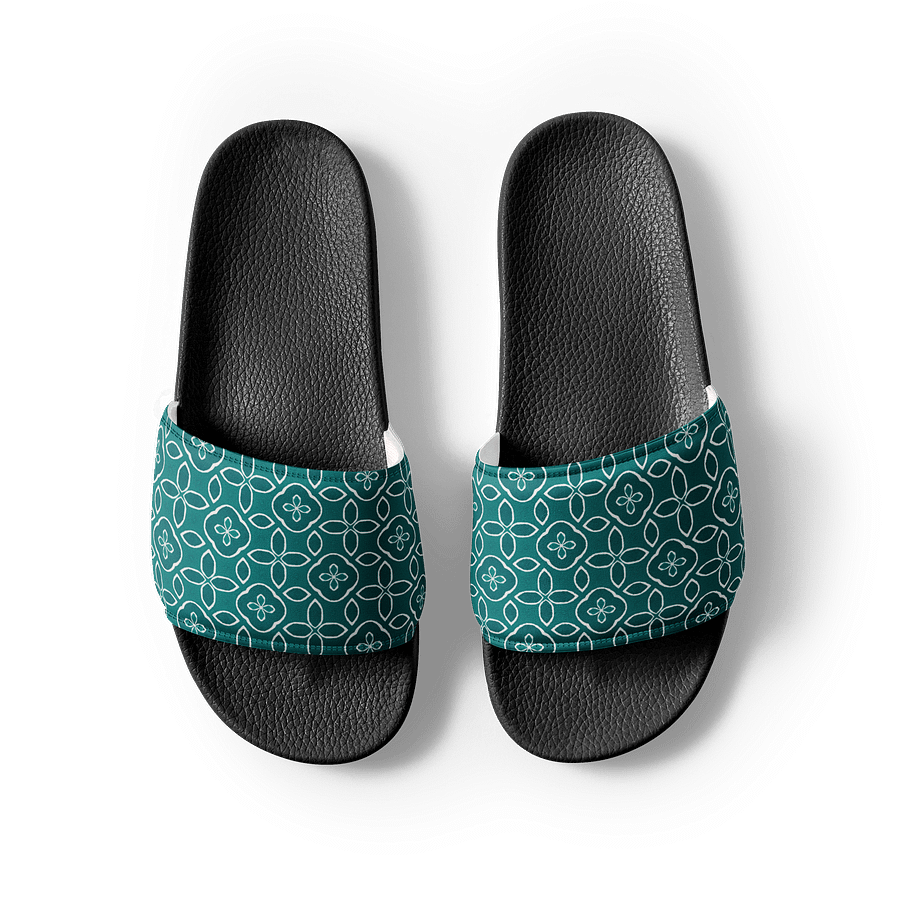 Teal Floral Geometric Women's Slides product image (4)