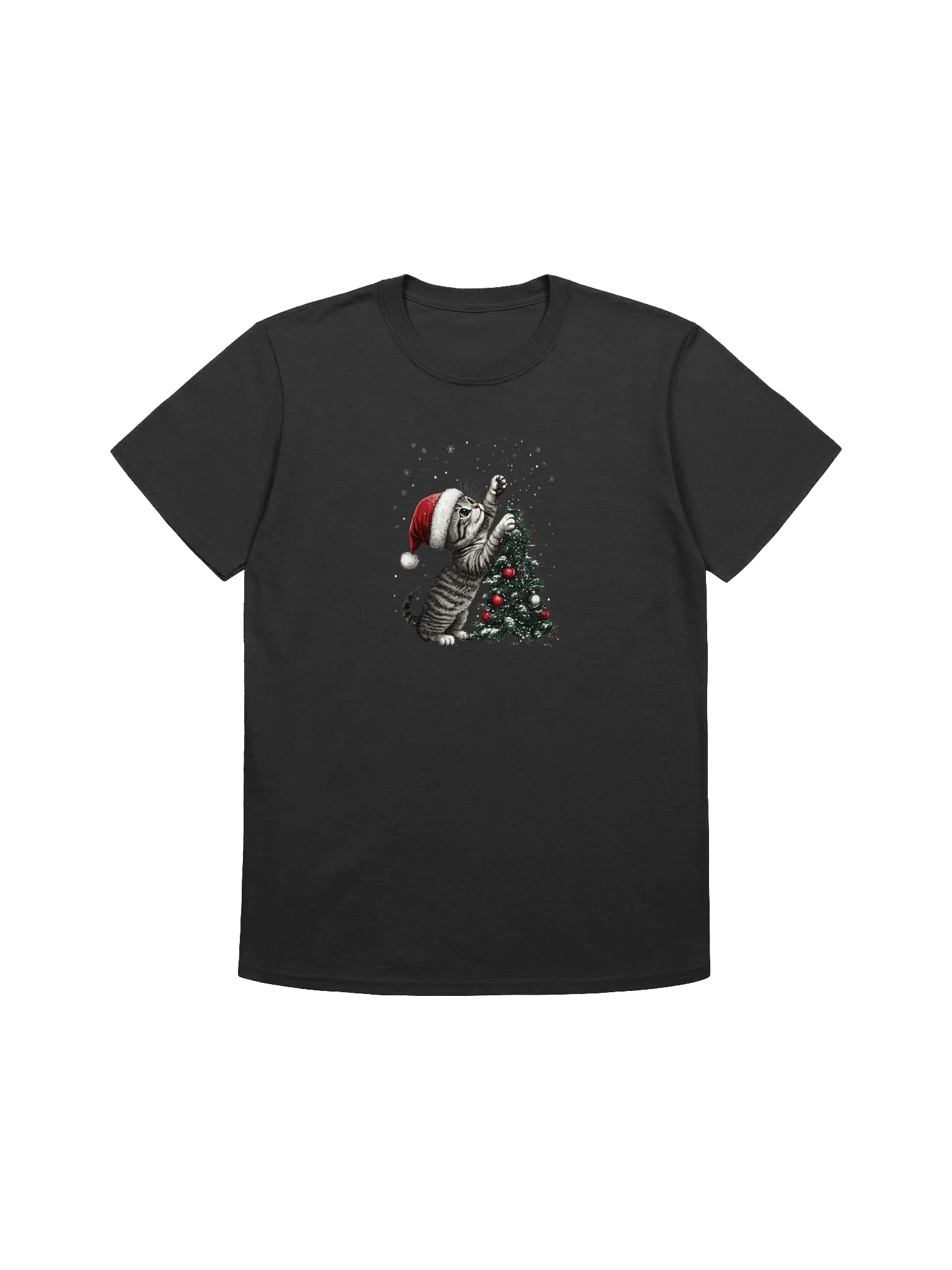 Cute Christmas Kitten Decorating Tree Unisex T-Shirt product image (4)