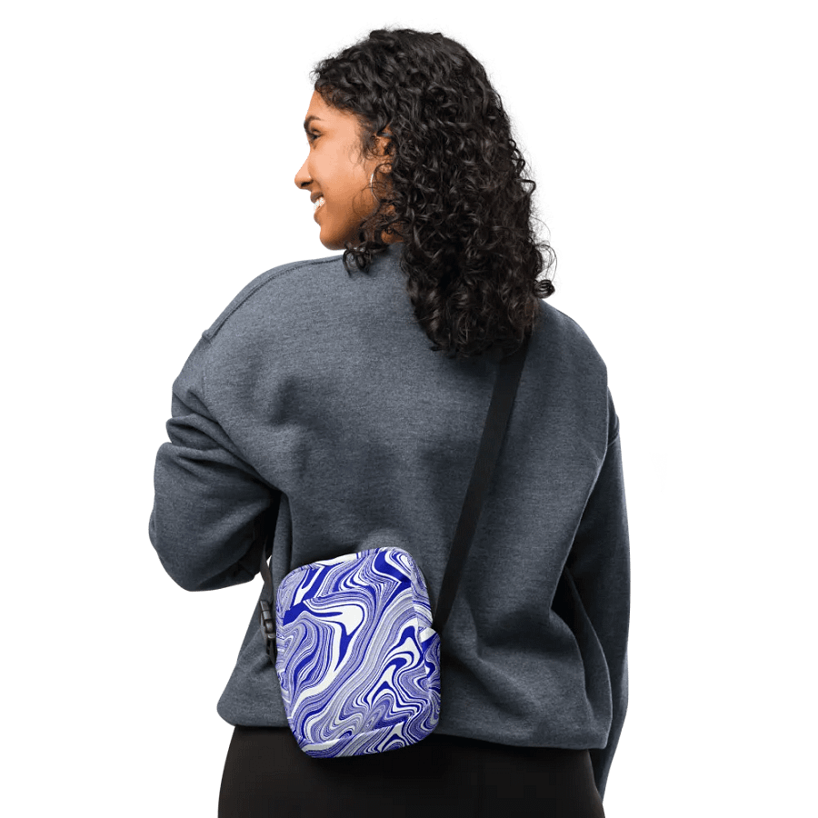 Utility Crossbody Bag - Blue and White Liquid Swirls product image (11)
