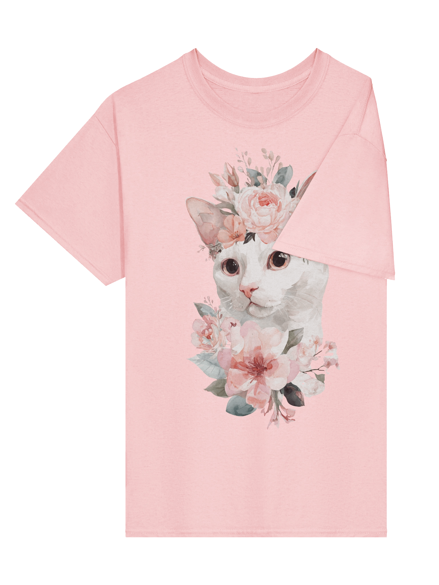 "Blossom Feline" T-Shirt: Watercolor Cat with Floral Crown Tee product image (3)