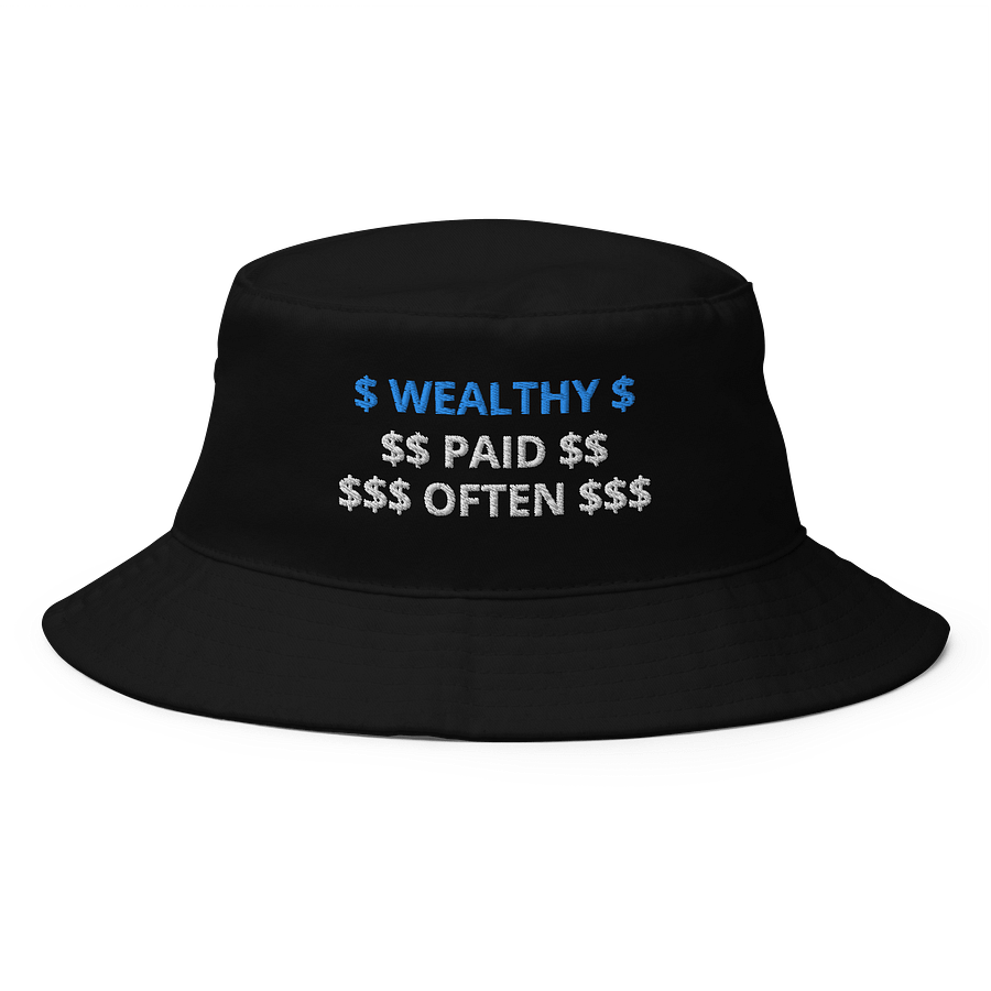 BLUE DIAMOND & WHITE LETTERING $$ WEALTHY PAID OFTEN $$ Cotton Bucket Hat product image (1)