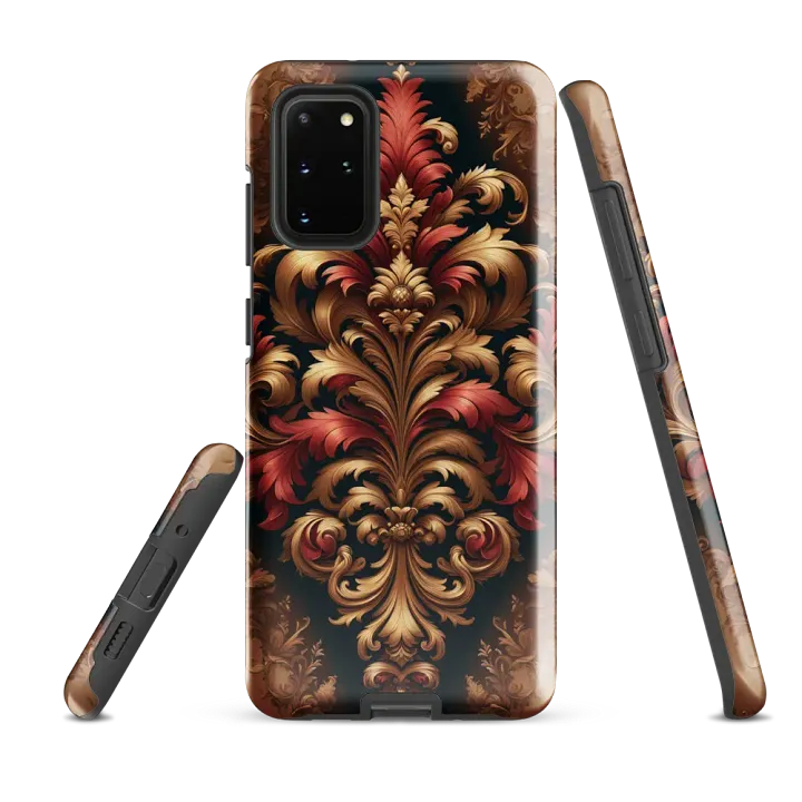 Tough Phone Case for Samsung® - Rococo Floral Damask Design in Reds and Browns product image (2)